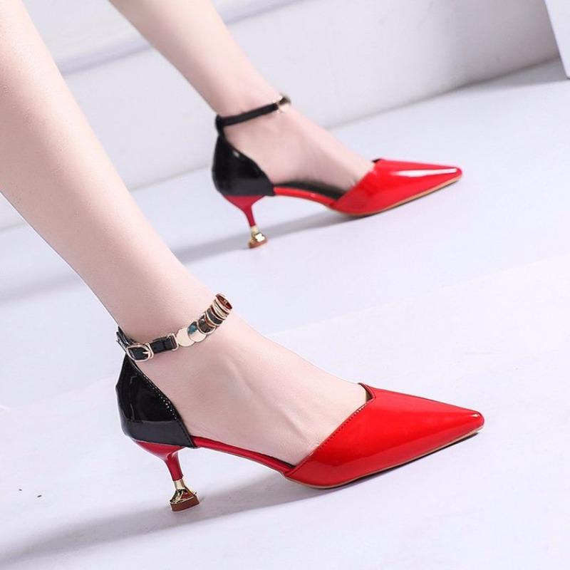 Women High-heeled Sandals Fashion Pointed Toe High-heel Single Shoes Slanted Back Sandal Sweet Banquet Party Pumps Zapatos Mujer