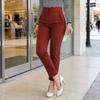 High Waist Slim Fit Women Pants Casual Trousers Tight Legs Hip Hugging Pure Color Long Pants with Pockets Daily Wear