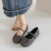 Designer Elegant Bowknot Ballerina Women's Flat Round Toe Comfort Slip-On Ladies Loafers Leather Single Mules Shoes