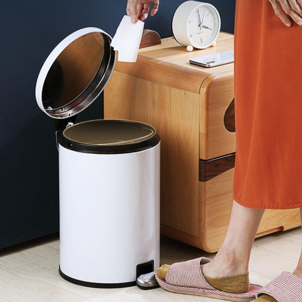 Stainless Steel Bathroom Trashcans with Lids 8L Garbage Bin Foot Pedal Flip Cover Waste Basket For Home Indoor Hotel