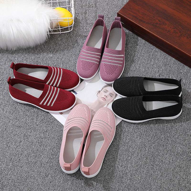 Spring and summer new flying woven old north cloth shoes women's casual running sports shoes summer mesh shoes non-slip breathable single shoes