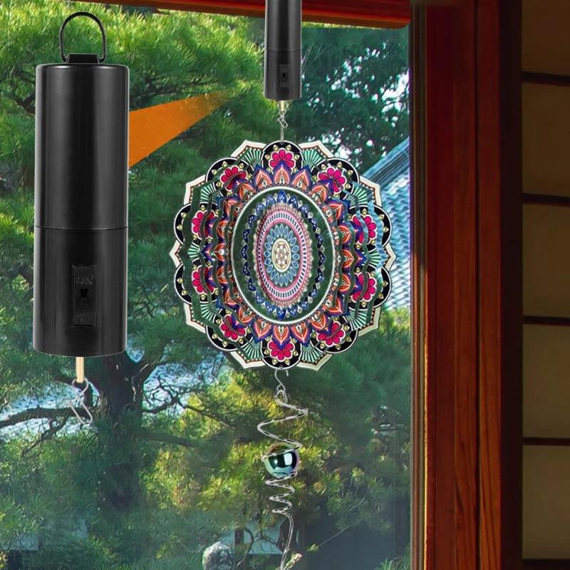 1pc Black Wind Spinner Motor - Battery-Powered,30 RPM, Durable Metal Construction, Hanging Rotating Chime for Outdoor Use, Large Wind Spinners