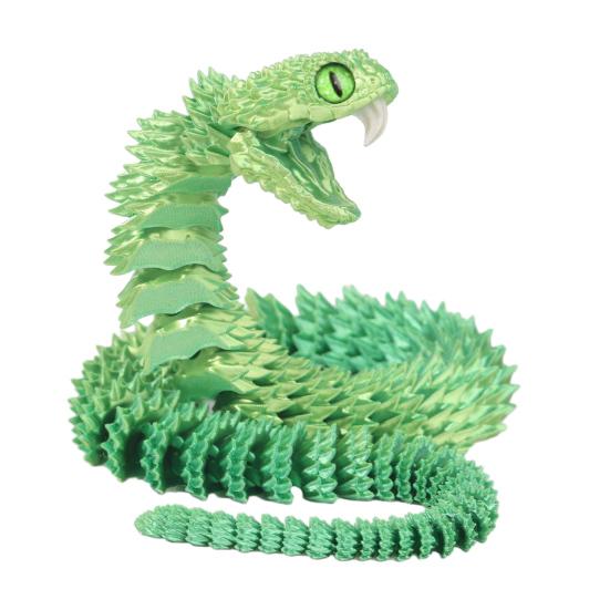3D Printed Snake Articulated Toy, Flexible Jointed Serpent Figurine, Realistic Fidget Stress Reliever for Adults, Office Desk Decor Gift
