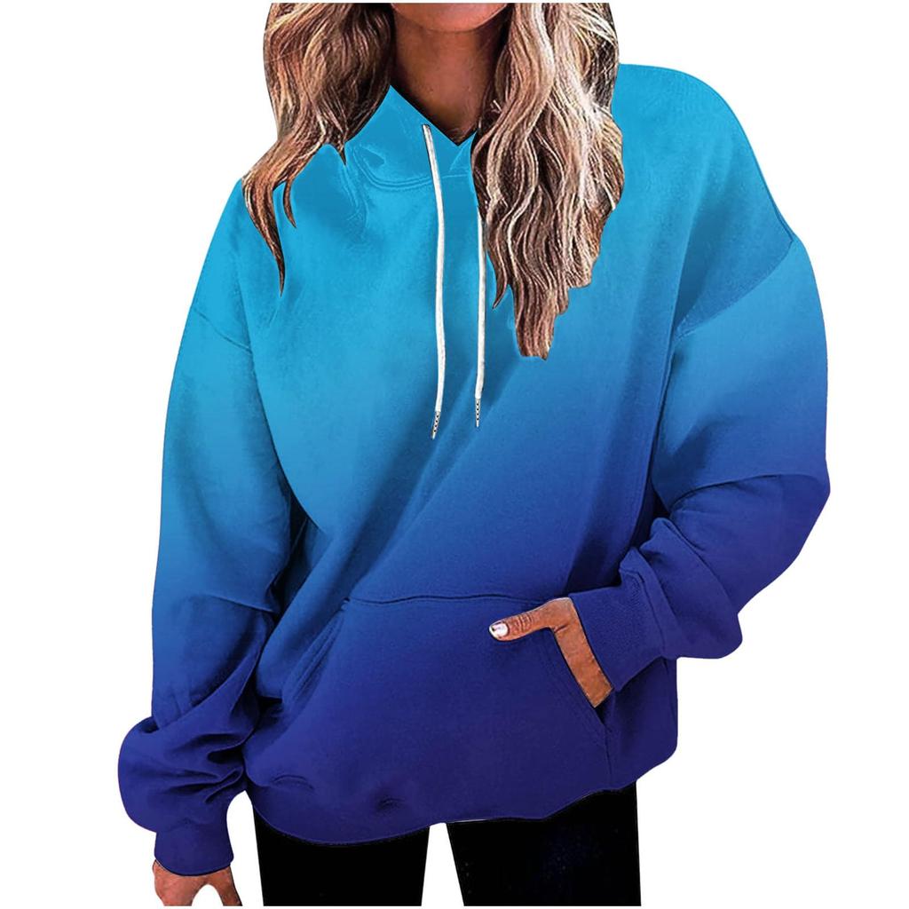 Kids 3D Gradient Printed Long Sleeve Loose Hooded Sweatshirt Simple Girl Casual Long Sleeve Pullover