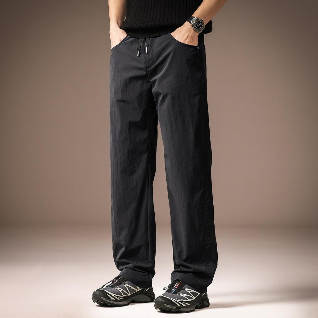 High-end American outdoor cool men's casual pants summer ice silk thin loose straight wide-leg sports trousers men