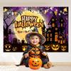 Happy Halloween Horror Castle Backdrop Full Moon Scary Night Halloween Background Skeleton Pumpkin Kids Cosplay Supplies Banner