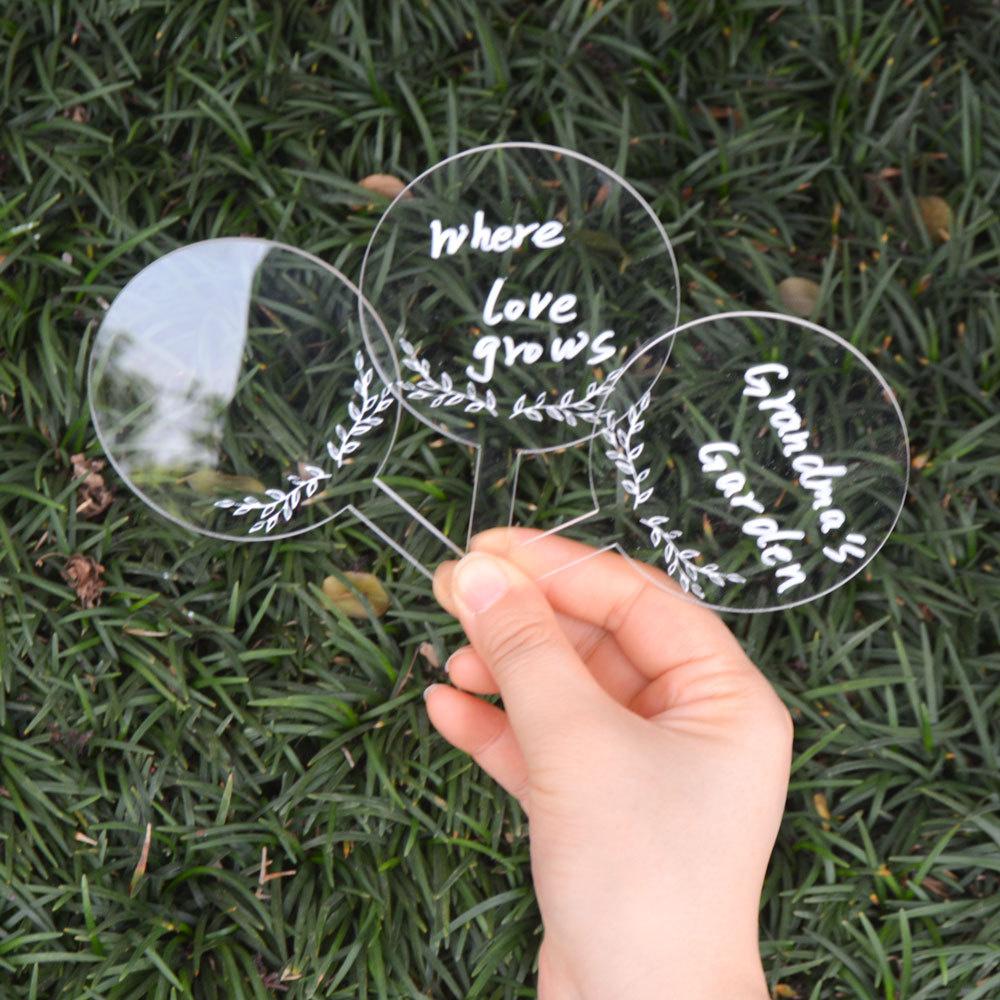 Transparent Acrylic Plant Tags Garden Yard Nursery Flower Pot Seed Varieties Tagging Marker DIY Garden Labels Plants Sign