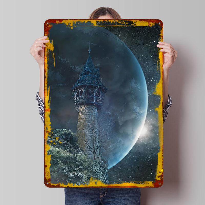 

The Watch Tower Printed Poster Customized Wall Art Retro Vintage Metal Tin Signs for Bedroom Decoration Room Office Decor Home 7.9x11.8In(20x30cm)