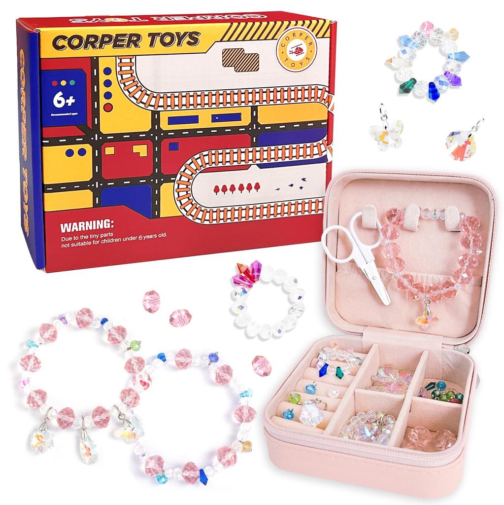 CORPER TOYS Making Toy Accessory Kit with and Silicone Rubber Beads for and Includes Jewelry DIY Craft Perfect As a Christmas Gift 141-Piece Beads,