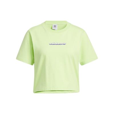 Originals Solid Logo Print Short Sleeve Crew Neck T-Shirt Women Tops Lime-Green HP0100
