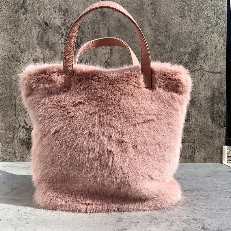 

Chain Large Plush Handbag Cute Bags Fashion Shoulder Crossbody Bag Female Leopard Soft Warm Fur Bag Wild Plush Female Bag