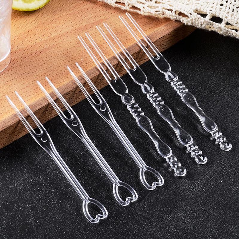 Disposable Transparent Dessert & Fruit Forks