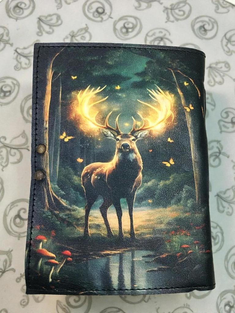 Handmade Leather Journal – Enchanted Forest Deer Design 5×7 In, 200 Pages