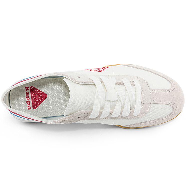 Kappa Fabric Suede Retro Running Shoes Non-Slip Wear-Resistant Low-Top Casual Shoes Unisex Sneakers White Red K0DX5BB03-012A