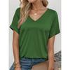 Camiseta Casual para Mujer con Estampado de Rayas Manga Corta Tops Regular Cuello en V Diaria Blanco y Negro Verano