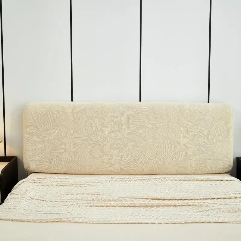 

1 шт. Брызгозащитный чехол для изголовья с цветочным узором, вязаный эластичный жаккардовый чехол для кровати в спальне 120cm бежевый