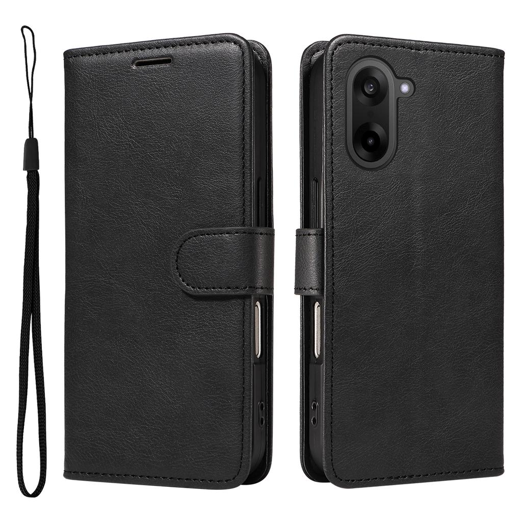 For OnePlus Nord CE5 5G/OnePlus Ace 5 Racing 5G Leather Wallet Case with Strap Solid Color Phone Stand Cover