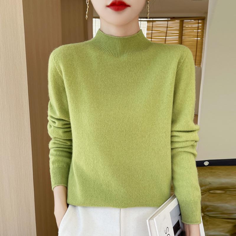 Elegant High Neck Knit Sweater - Autumn Winter Women's Skin-Friendly Base Layer