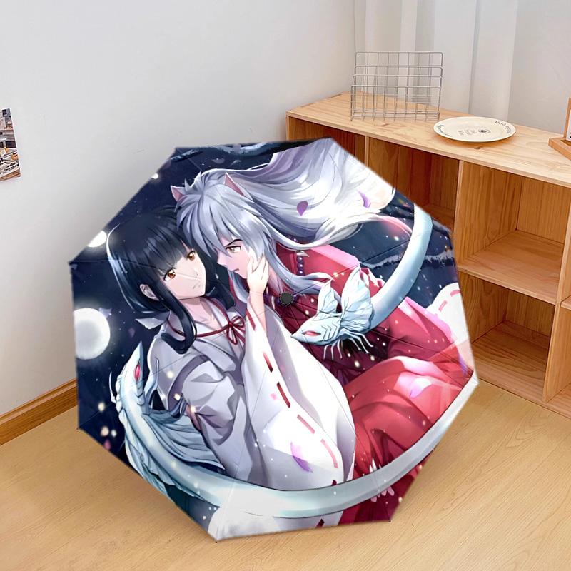 1PC Inuyasha Automatic Umbrella - Suitable Travel Outdoor Portable Umbrella Birthday Gift Daily Essentials