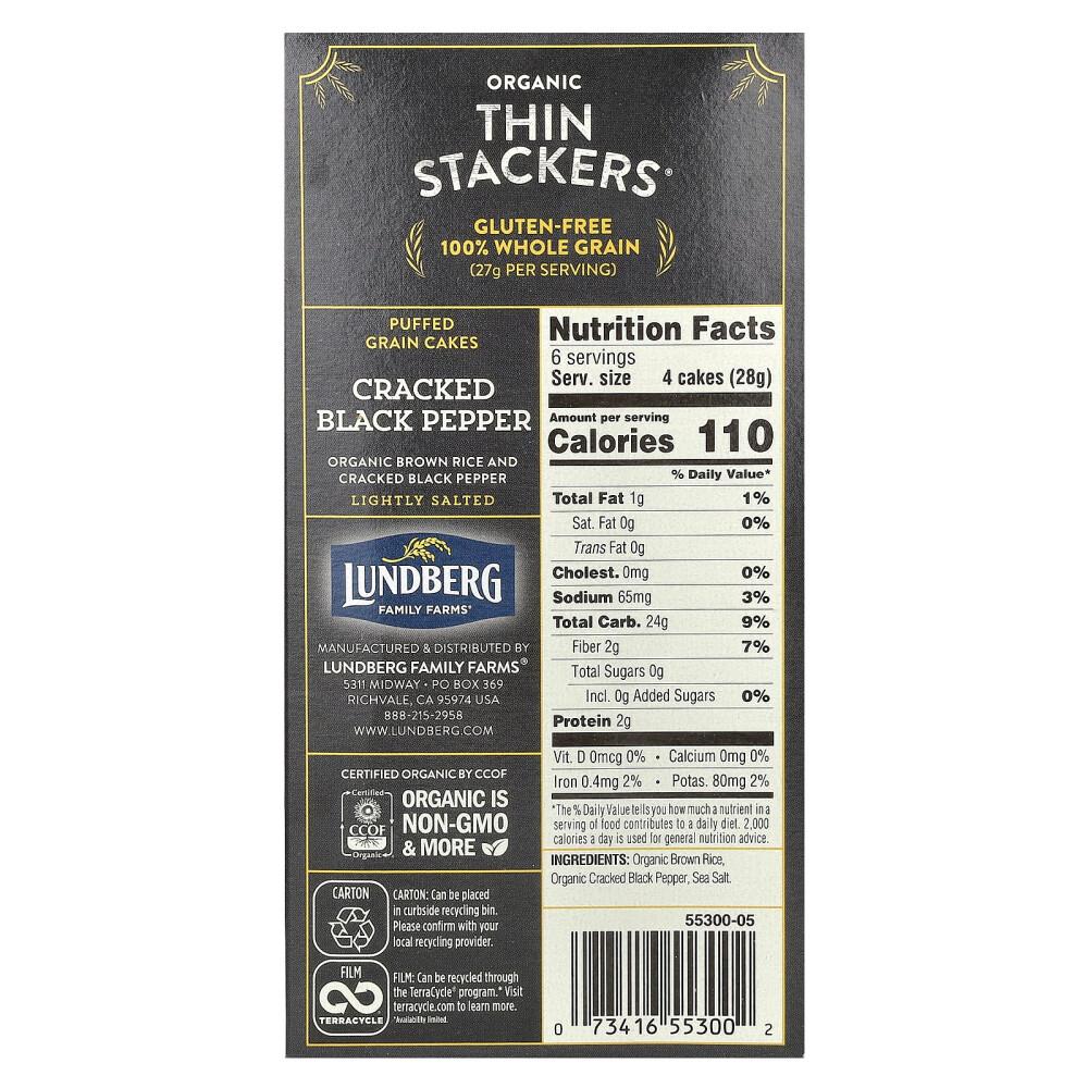 iHerb Thin Stackers Black Pepper Rice Cakes, 24 Count, 168g (6oz)