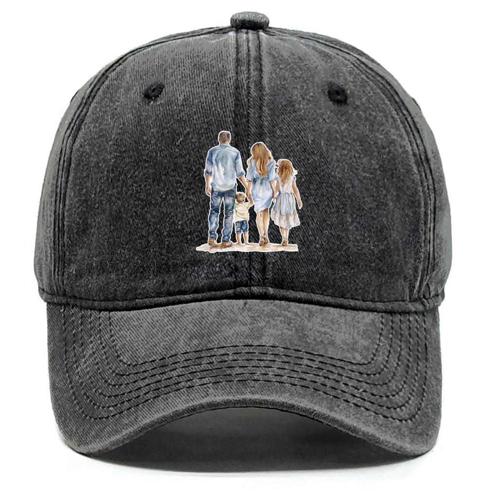 Family Members Print Adjustable Baseball Hat, Trucker Hat Simple Unisex Curved Brim Leisure Snapback Baseball Cap