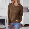 Women Chunky Cable Knit Oversized Pullover Sweater Crew Neck Long Sleeve Solid Color Casual Woven Tops Fall
