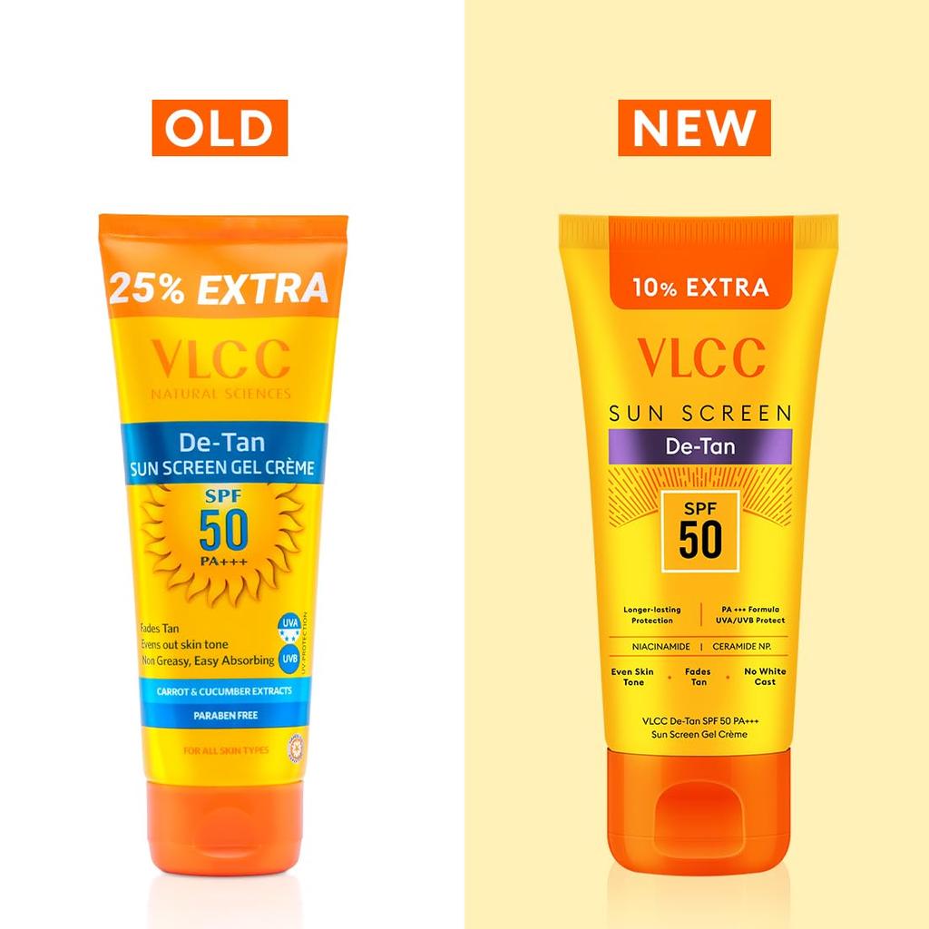 VLCC De-Tan SPF 50 PA+++ Sunscreen Gel Creme 110 g For Daily Sun Protection And Even Tone With Lightweight Feel