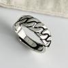 925 Sterling Silver Rings For Women Geometric Fine Jewelry Finger Adjustable Simple Retro Chain Ring For Party Birthday Gift