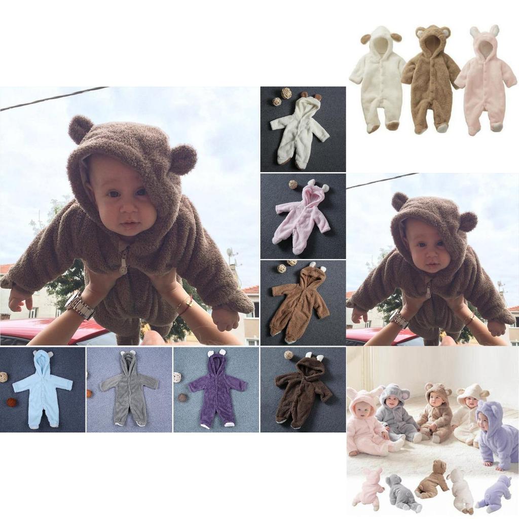 Luxuriös weicher Neugeborenen-Baby-Strampler mit Kapuze für Jungen und Mädchen