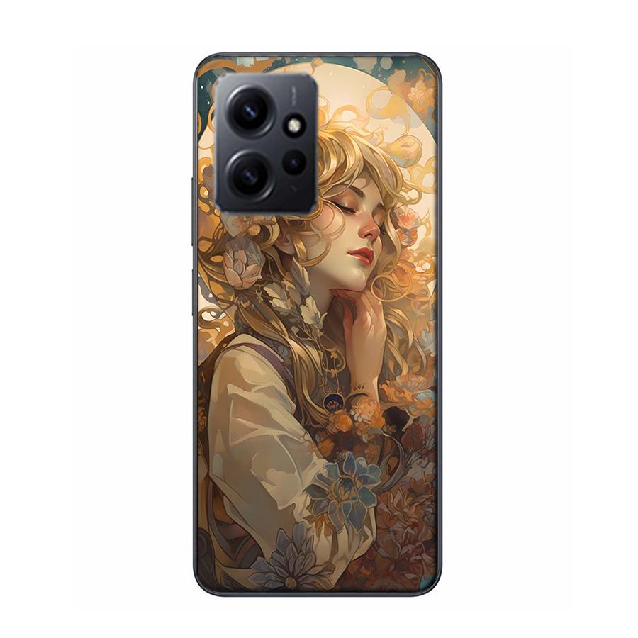 Exquisite Women's Loish Style Flowers Phone Case For Redmi 12 13C 12C 15C 9 10 10C Note 13 Pro Plus 14 15 Pro 9T 9C 9A TPU Soft