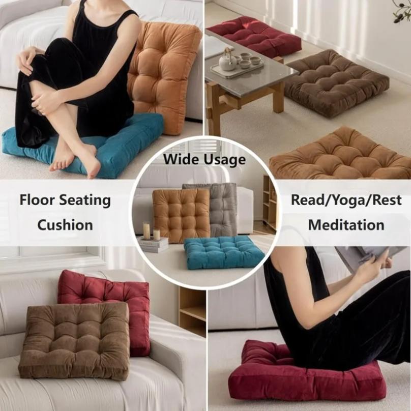 Floor Pillow Square Floor Seating Pillow Cushion Meditation Yoga Seat Kneeling Pillows Thick Tufted Cushions Mat Pad Balcony