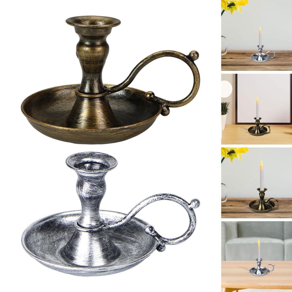 Vintage Taper Candle Stick Holder Table Candlelight Stand with Handle Candle Stand Metal Candlestick for Desktop Farmhouse