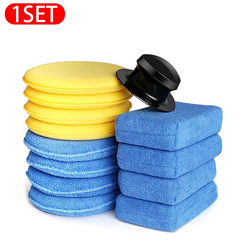 13pcs Car Polishing Waxing Sponge Microfiber Polish Scratch-Free Car Detailing Care Tool Kit for Auto Interior/Exterior