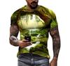 Fashion Casual 3d Printed Nature Landscape Pattern Summer Men Interesting Trend Plus Size Street Personality Harajuku Loose Top