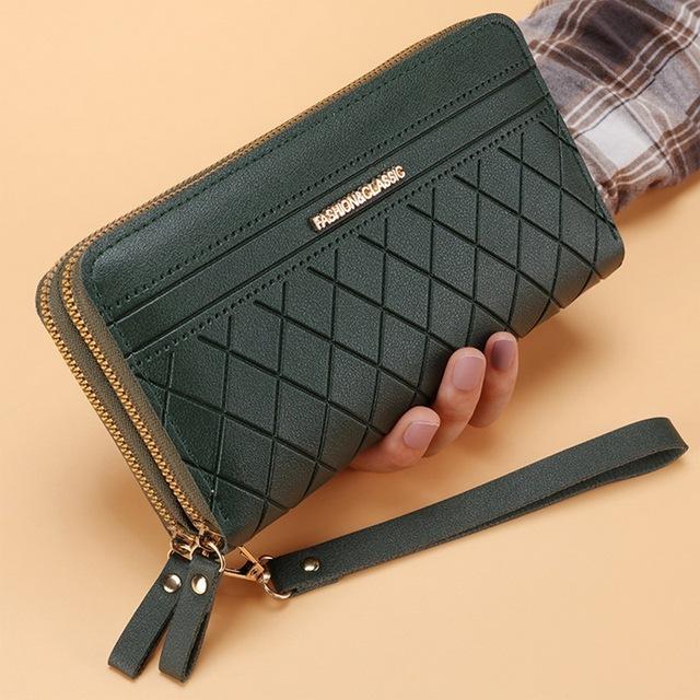 Double Zipper Long Wallet For Women Simple Female Purses Coin Purse Card Holder Fashion Retro Large Capacity