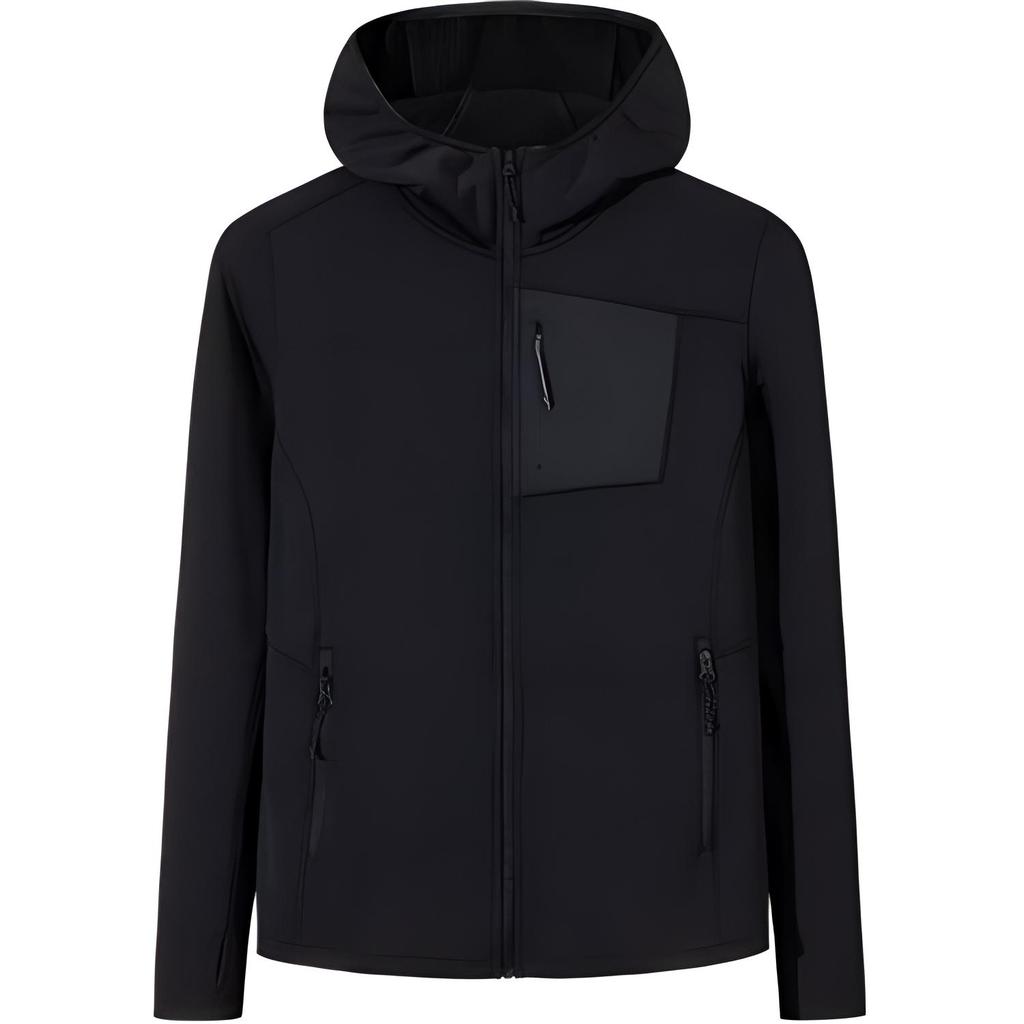 Anta Comfortable Casual Simple Zipper Fleece Versatile Jacket Women Jackets Basic-Black 162510710-3