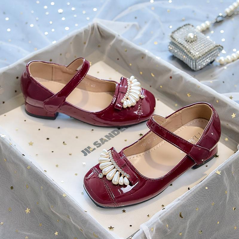 2026New girls' high-heeled princess shoes, spring and autumn children's leather shoes to match dresses, little girls' Mary Jane fashion shoes