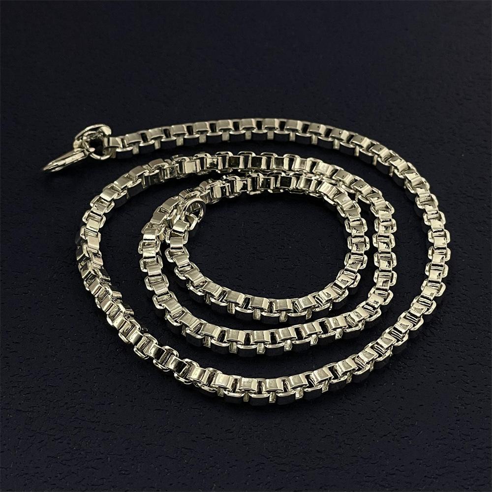 2026 European and American Jewelry Plated 925 Silver 50CM4MM Square Box Venice Necklace 4MM*45CM