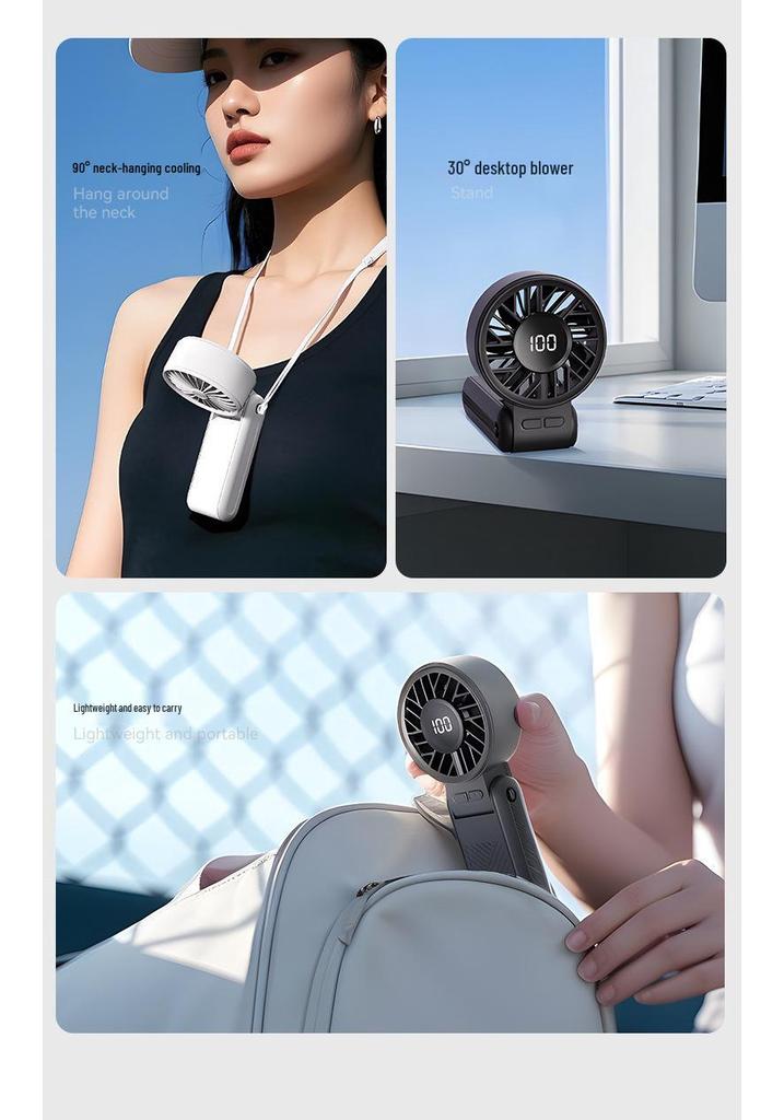 USB Rechargeable High-Speed Portable Handheld Fan with Digital Display