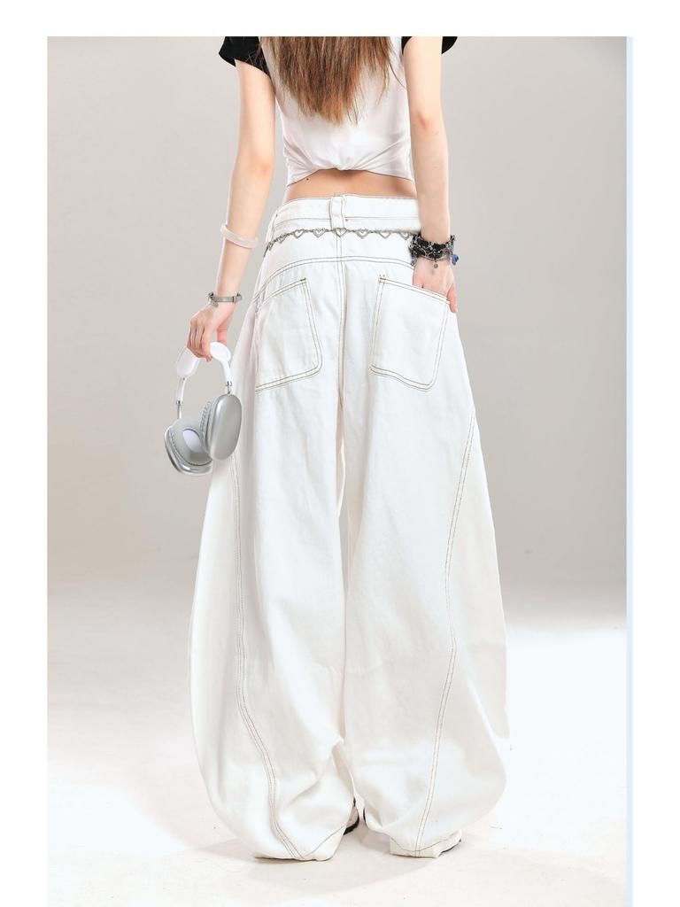 D9021 Damen Locker Weitbeinige Gebogene Jeans - Frühling/Herbst Bodenlanger Stil