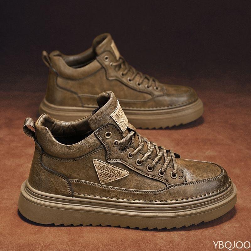 

Мужские кроссовки с высоким верхом Новый тренд Толстая подошва Повседневные спортивные Обувь для защиты труда Альпинизм Противоскользящие Мужские вулканизированные кроссовки 39 хаки