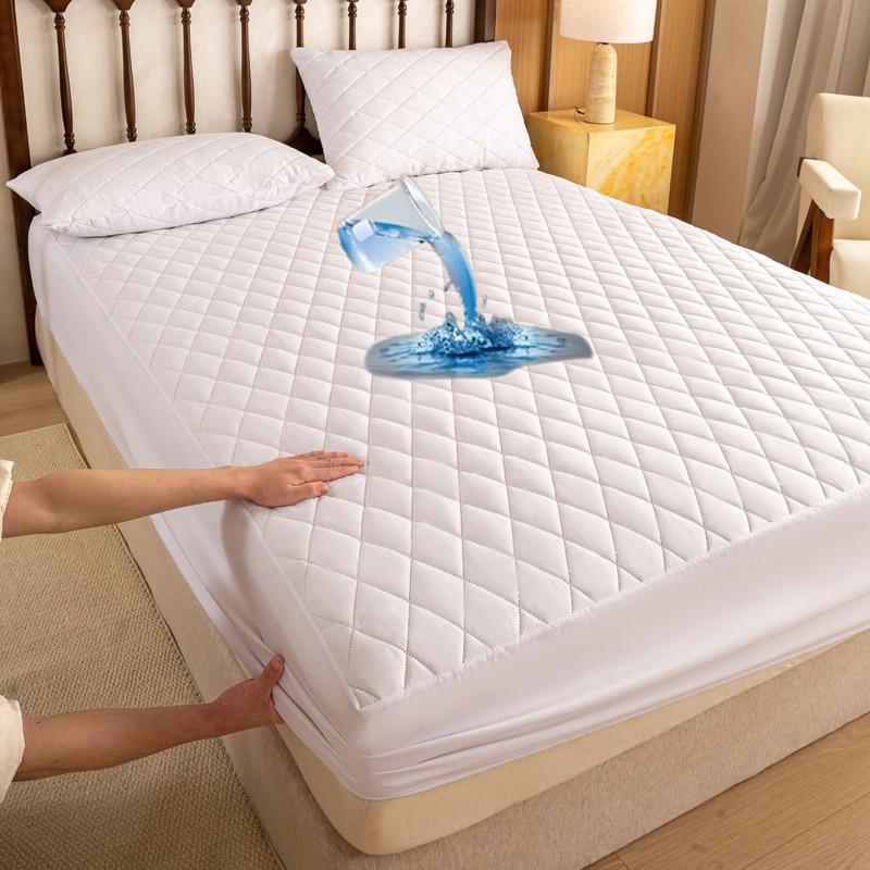 Waterproof Mattress Protector, Thick Quilted Solid Color Bed Cover with Deep Pocket,Warm Breathable Bedding for Bedroom Room Hotel, Without Pillowcase