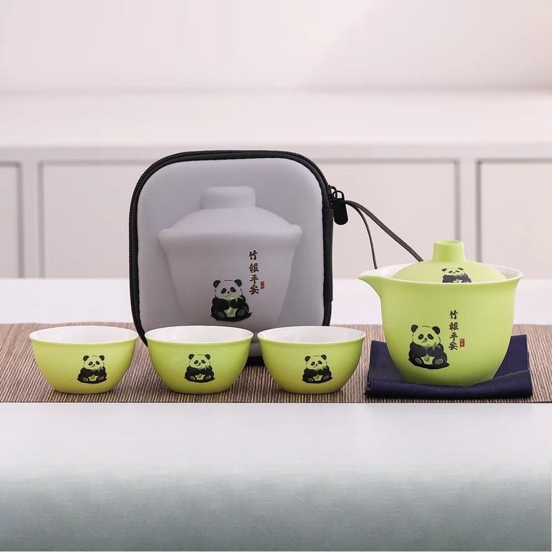 Panda Traveling Tea Set Portable Kung Fu Tea Set Cup Teapot Quick Cup Outdoor Tea Set