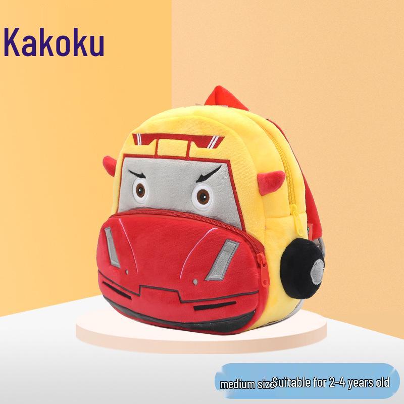 Customizable Plush Cartoon Car Backpack for Kids 2-4, Printed with Logo - Perfect for Kindergarten.