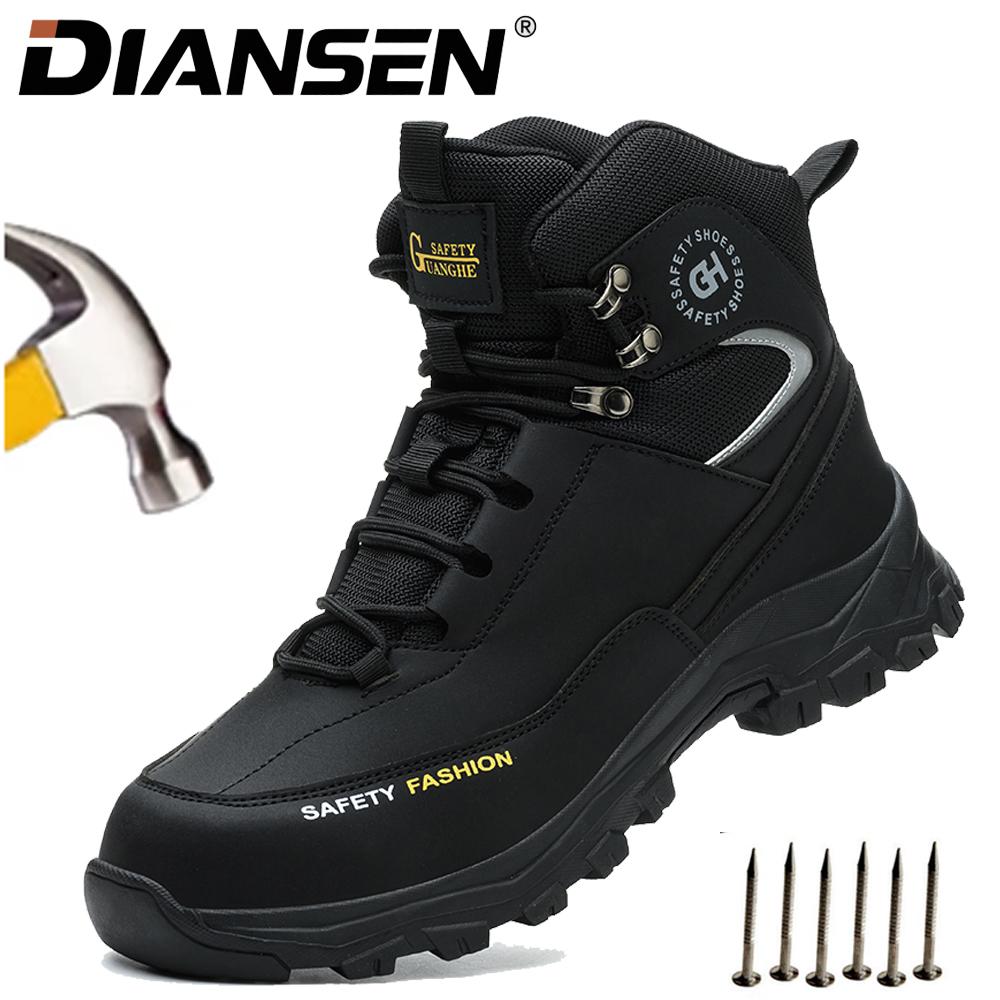 Slip Resistant Safety Shoes Anti-Puncture Anti-smash Work Sneakers Adjustable Construction Work Shoes Steel Toe Boots for Men