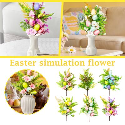 Easter Decoration Easter Egg Bouquets, Flower Arrangement Props Twirling Home Party Desktop Decoration