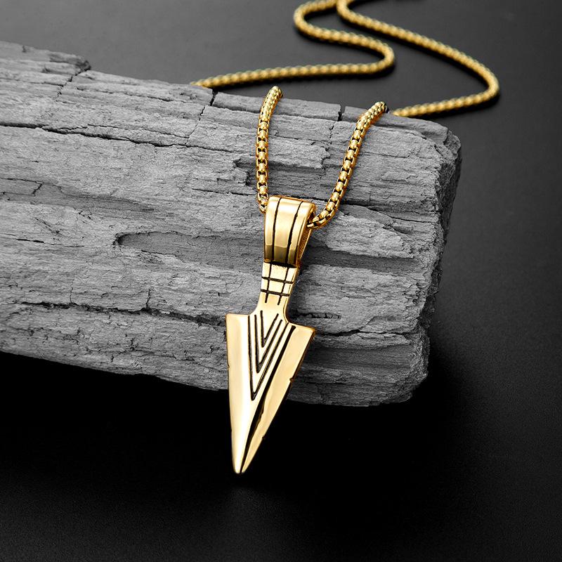Cross-Border Men's Indian Arrow Titanium Steel Hip Hop Punk Necklace