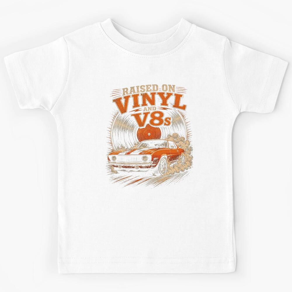 Raised on Vinyl and V8s Retro Car Music Kids T-Shirt 140