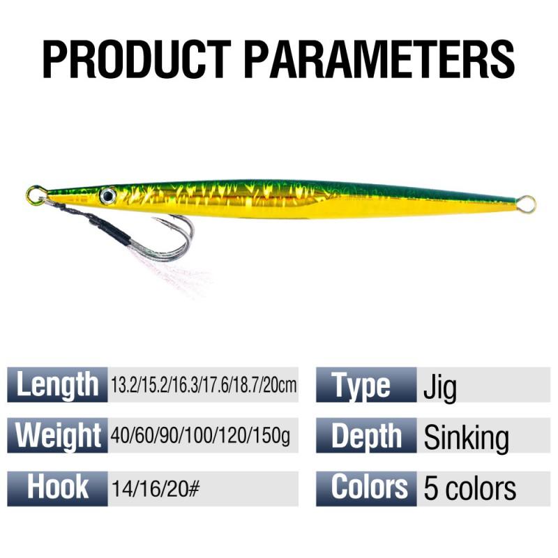 Slow Sinking Long Casting Jig Lures 4g-5g Saltwater Fishing Boat Rock Shore