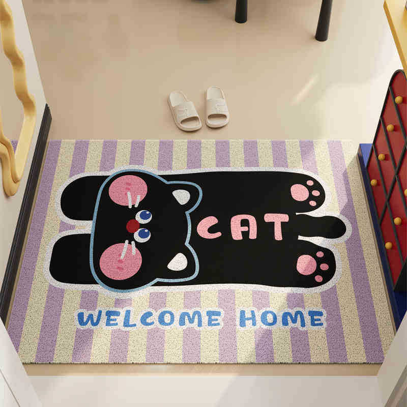 Cartoon Tier Teppich Matte Läufer Katze Hund Design mit Willkommenstext Kuchenmuster Rutschfest Heimdekoration Fußmatte Willkommensmatte